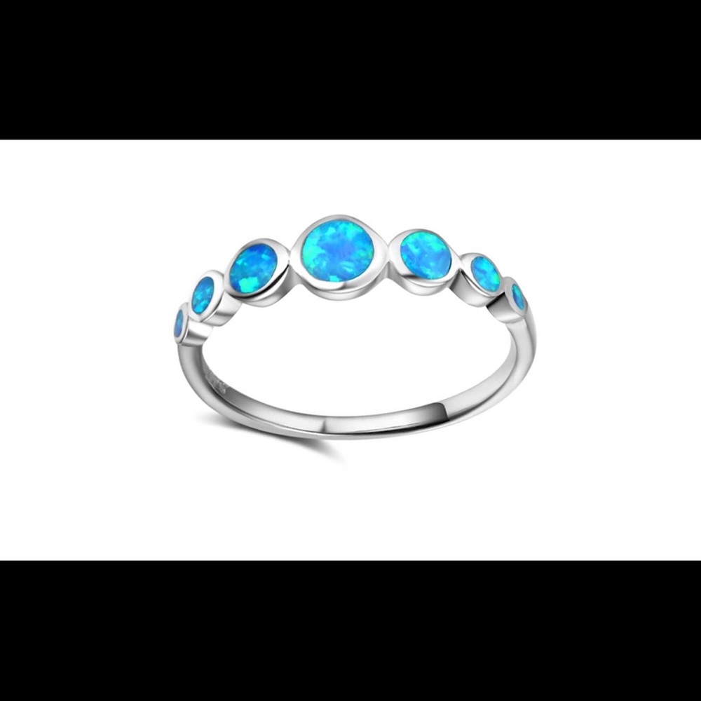 Opal ring band sterling silver ring with gemstone